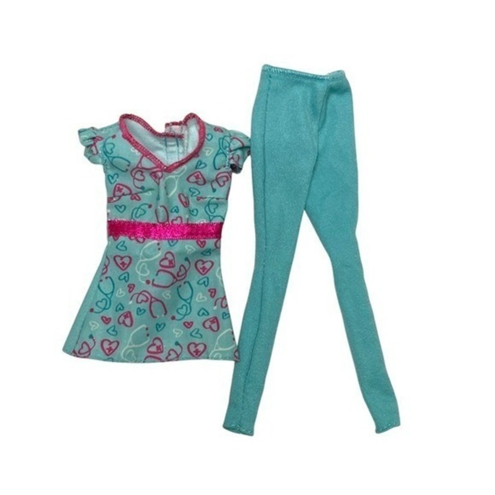2014 Mattel Barbie Career Nurse Barbie Doll Medical Scrubs Clothing Teal